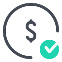 pastel color style check dollar icon