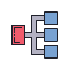 color hand drawn style 병렬 작업 icon
