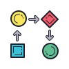 color hand drawn style workflow icon