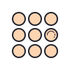 color hand drawn style circled menu icon