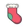color hand drawn style christmas stocking icon