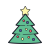 color hand drawn style christmas tree icon