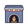 color hand drawn style fireplace icon