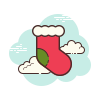 cloud style christmas stocking icon