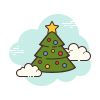 cloud style christmas tree icon