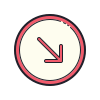 color hand drawn style circled down right 2 icon