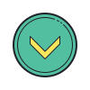 color hand drawn style down button icon