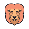 color hand drawn style lion icon
