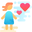 cute clipart style woman falling in love icon