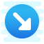 cute clipart style circled down right icon