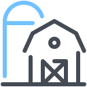 pastel color style bauernhof mit silo icon