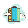 cloud style skyscrapers icon