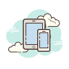 cloud style smartphone tablet icon