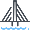 pastel color style cable stayed bridge icon