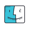 color hand drawn style mac logo icon
