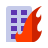 color style building on fire icon