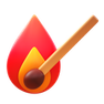 3d fluency style matchstick with fire icon