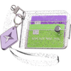 3d stickle style wallet with credit cards and keychain icon