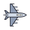 color hand drawn style fighter jet icon