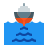 color style boat leaving port icon