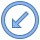 office m style circled down left arrow icon