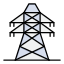 torre-eléctrica-externa-fuente-de-energía-e-industria-eléctrica-iconos-de-arte-plano-iconos-planos-de-color-lineal icon
