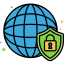 icone piatte a colori lineari esterne per la sicurezza informatica globale esterna icon