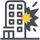 pastel color style gebäudeexplosion icon