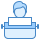 blue ui style user typing using typewriter icon