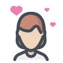 pastel color style woman falling in love icon