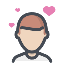 pastel color style man falling in love icon