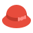 color style red felt hat icon