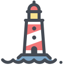 pastel color style lighthouse icon