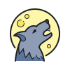 color hand drawn style werwolf icon