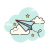 cloud style paper plane icon