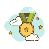 cloud style medal second place icon
