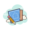 Blueprint with Pen icon