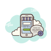 cloud style mobile shop mail icon