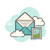 cloud style open envelope stamp icon