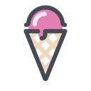 pastel color style fruit ice cream cone icon