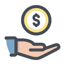 pastel color style receive cash icon