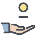pastel color style coin in hand icon