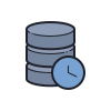 color hand drawn style server clocks and database icon