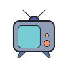color hand drawn style retro tv icon