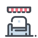 pastel color style shop on the couch icon
