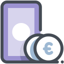 pastel color style notes and coins euro icon