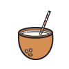 color hand drawn style kokosnuss cocktail icon