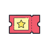 color hand drawn style movie ticket icon