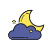 color hand drawn style cloudy night icon