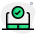 laptop mouse pad active with tick mark notification icon
